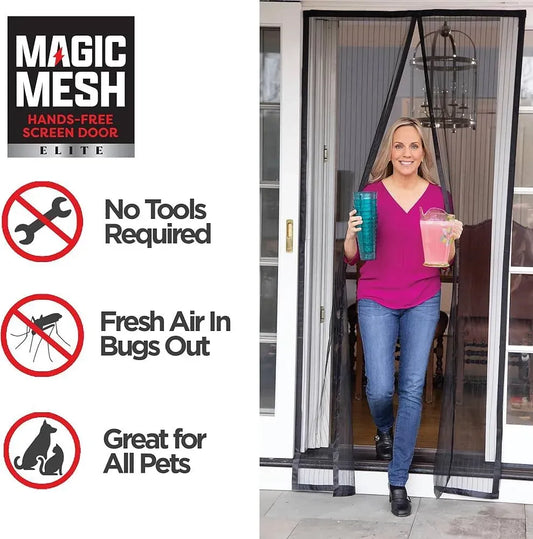 Black auto seal magnetic screen Door mesh curtain
