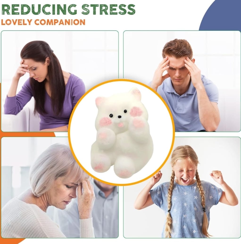 Stress Relief Squishi Funny Novelty Cute Animals Stress Relieving Fidget For Boys Girls Birthday Party Gifts Anxiety&Relaxation For Kids Teenage (White)
