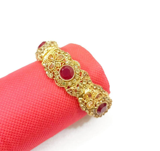 1 Pc Gold Plated Artificial Stones Kara Bangle