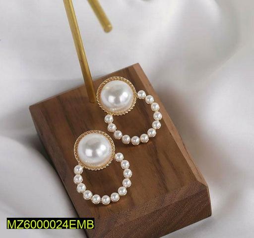 Pearl Earrings Golden Plated Hoop Women