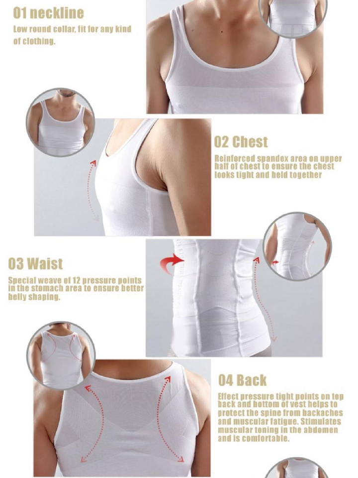 Slim N Lift Slimming Vest Men White