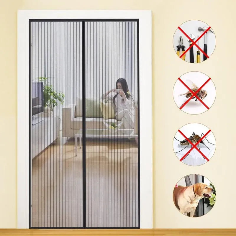 Black auto seal magnetic screen Door mesh curtain