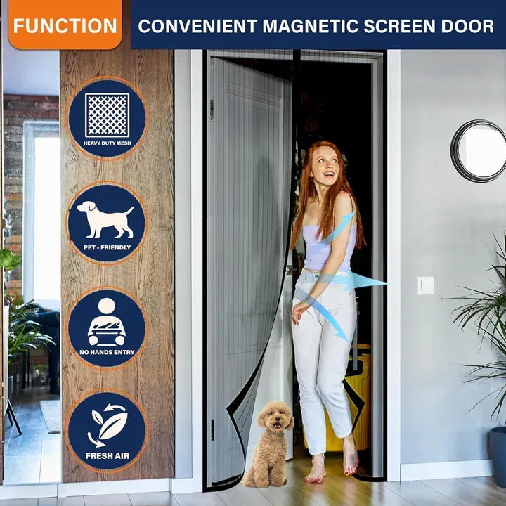 Black auto seal magnetic screen Door mesh curtain