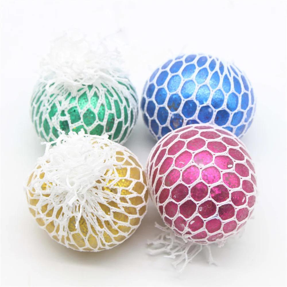 Anti Stress Mesh Squishy Ball Squeeze Grape Ball (Pack Of 3)(Random Color)