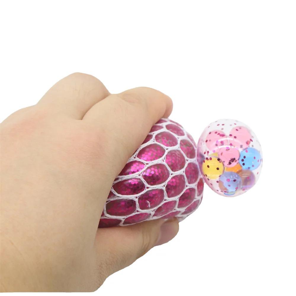 Anti Stress Mesh Squishy Ball Squeeze Grape Ball (Pack Of 3)(Random Color)