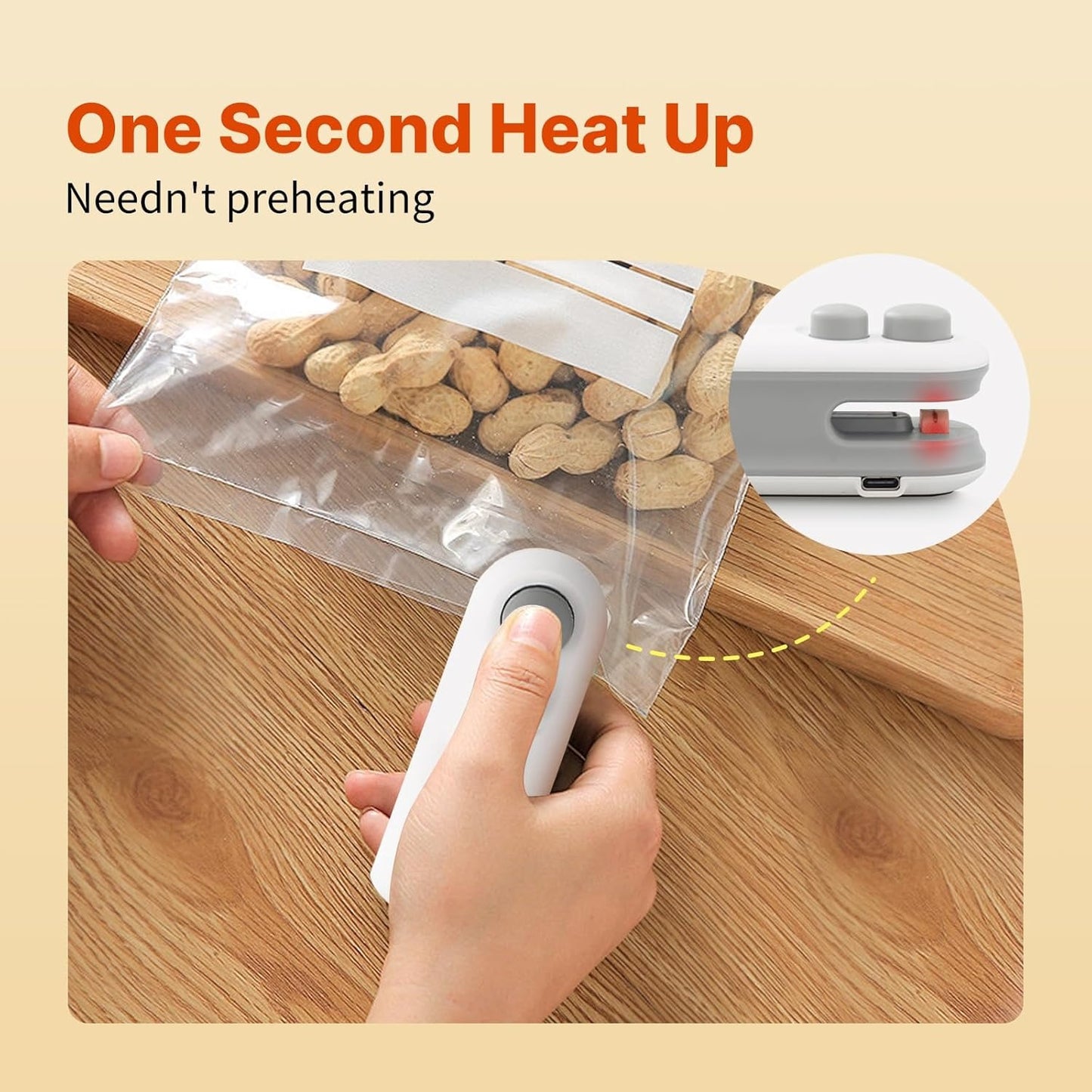 Mini Heat Sealing Machine 2-In-1 Cutter & Sealer | USB Rechargeable Food Bag Sealer For Snacks & Storage (Random Color)