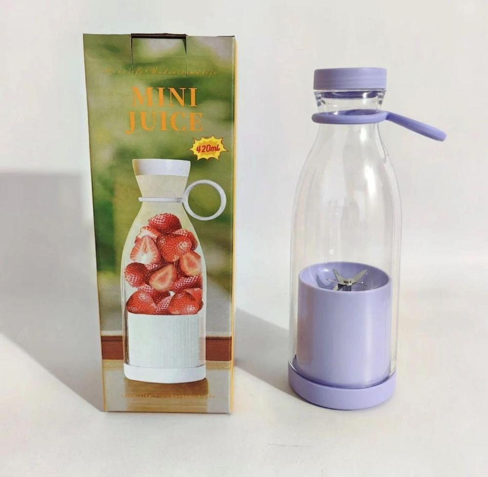 Portable 6 Blades Mini Bottle Juicer | USB Rechargeable Smoothie Blender | Powerful Personal Fruit Mixer For Travel, Gym & Home Use (Random Color)