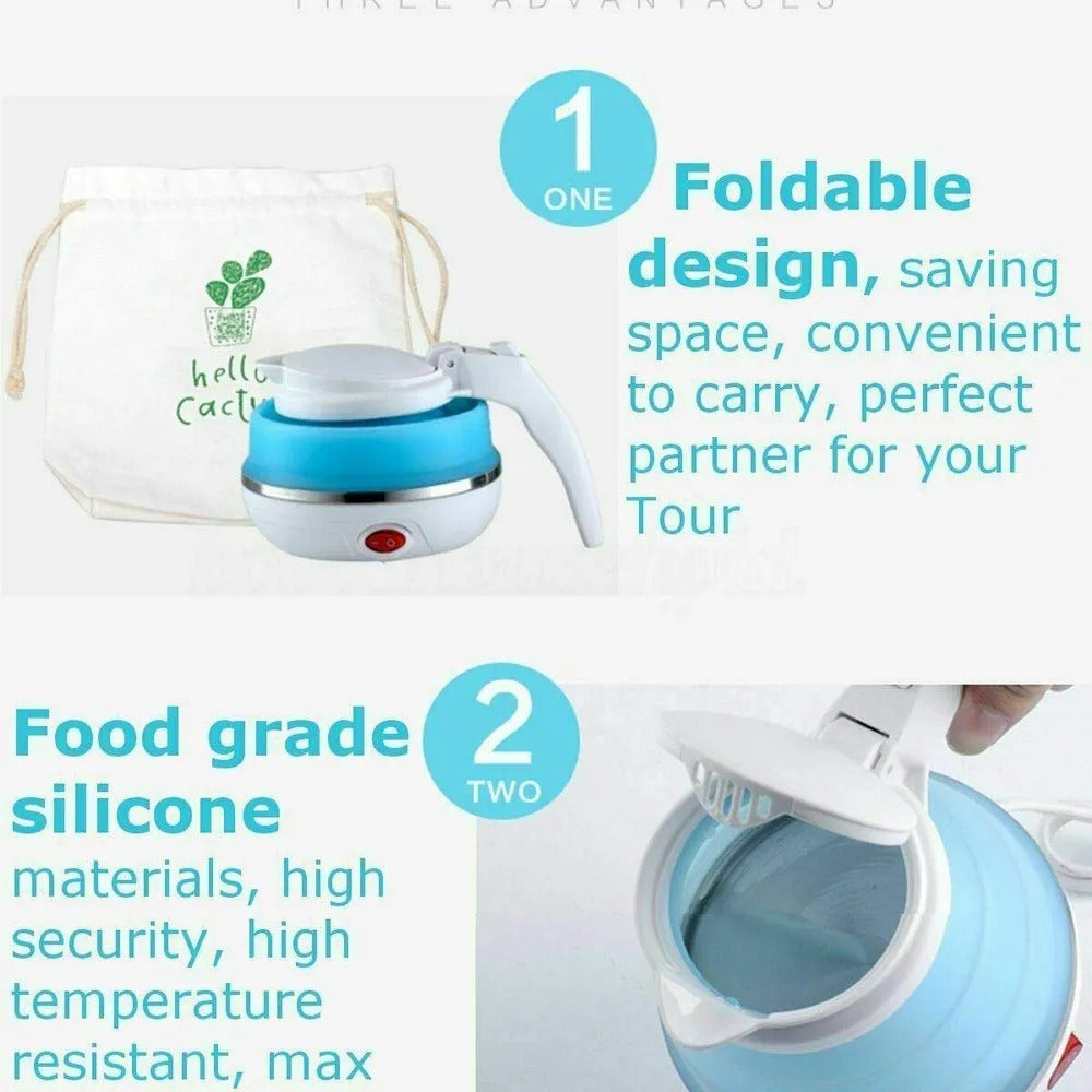 Portable Kettle Travel Kettle Foods Boils Quickly Silicone Small Collapsible Foldable Electric Sports Bottle (Random Color)