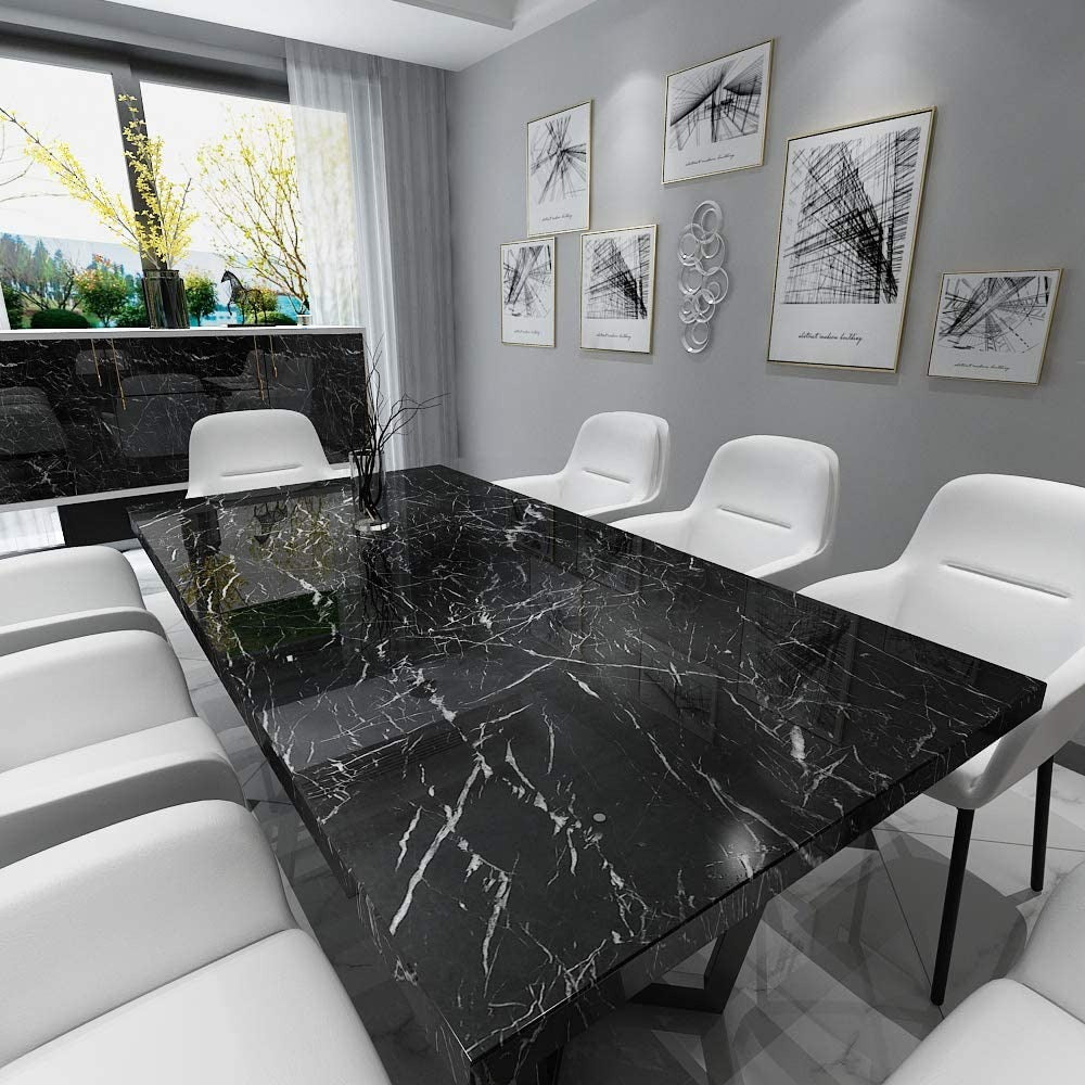 Self Adhesive Black Marble Sheet For Kitchen – Waterproof, Heat And Oil Resistant Wallpap Er For Countertops, Cabinets, And Furniture(60x200)