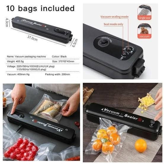 Vacuum Sealer Hand Machine ZKFK-001 | Automatic Food Sealer With 5 Vacuum Bags For Fresh Food Storage & Kitchen Organization