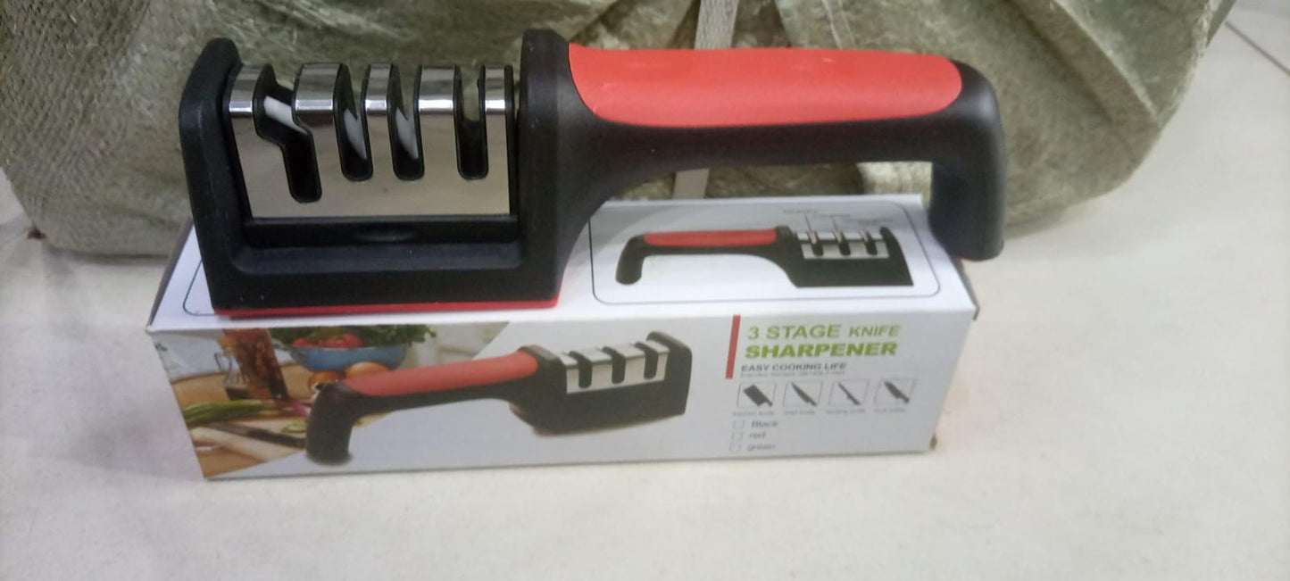 3-In-1 Diamond Coated Knife Sharpener Set With Ceramic Peeler – 3-Stage Kitchen Helper For Fruit & Meat Knives