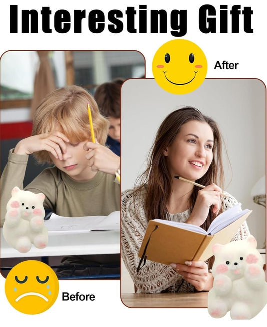 Stress Relief  Squishi Funny Novelty Cute Animals Stress Relieving Fidget For Boys Girls Birthday Party Gifts Anxiety&Relaxation For Kids Teenage (White)