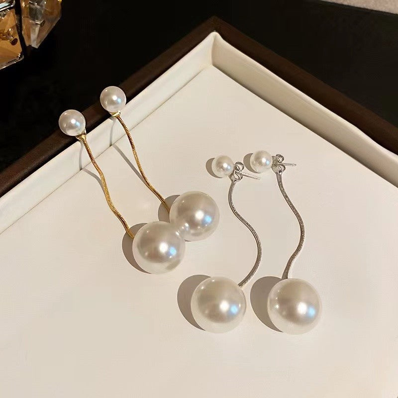 AWJ-157 Elegant Pearl Hanging Korean Earrings – Stylish, Lightweight & Trendy Fashion Jewelry
