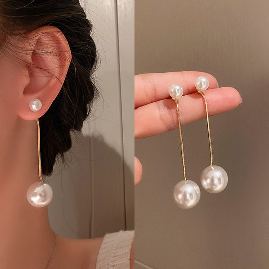 AWJ-157 Elegant Pearl Hanging Korean Earrings – Stylish, Lightweight & Trendy Fashion Jewelry