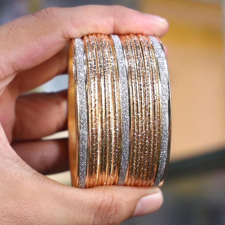 15 Pcs Indian Design Gold Plated Crystal Kara Bangle
