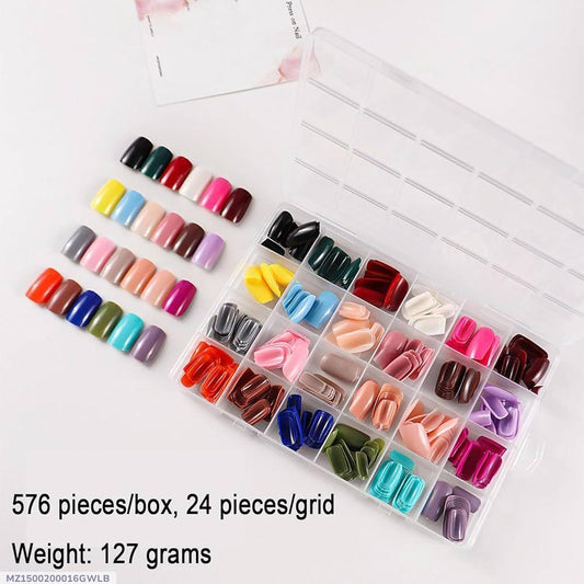 576 Pcs Customizable Multicolor Fake Nails - Endless Creativity and Perfect Manicure