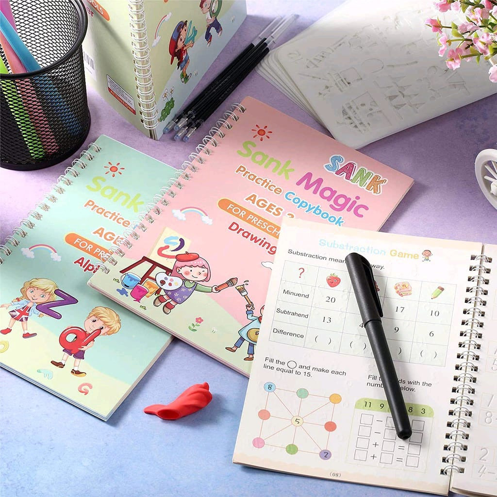 Sank Magic Practice Copybook | 4 Packs Reusable Writing Book
