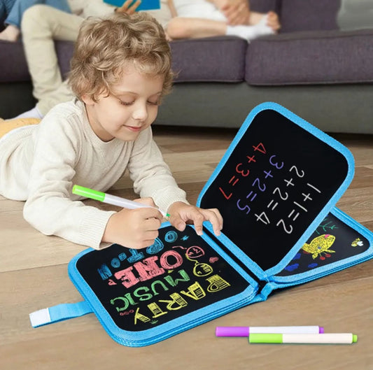 Erasable & Reusable Doodle Magic Blackboard Book with 3 Color Markers
