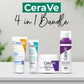 CeraVe 4 in1 Complete Skincare Combo Kit – Sunscreen SPF 50, Acne Cleanser, Retinol Serum & Night Cream