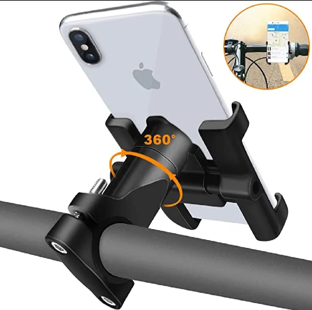 Aluminum Alloy Bike & Motorcycle Handlebar Phone Holder | Universal Mobile Stand Mount Bracket