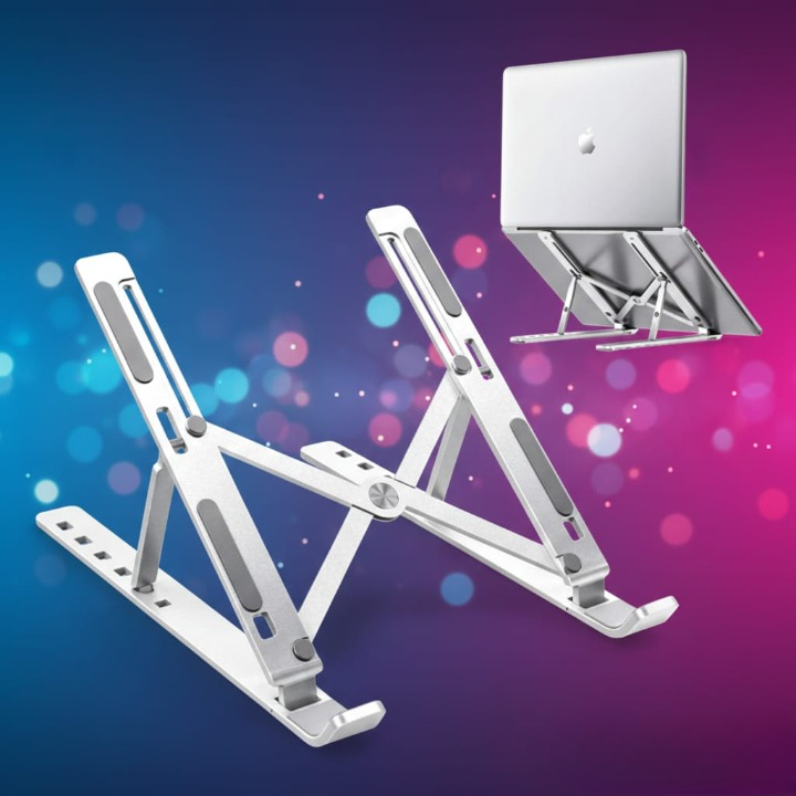 Speed-X Professional Adjustable Aluminium Laptop Stand – Heavy Duty 16 Inch Height, Foldable & Portable (6 Angles)