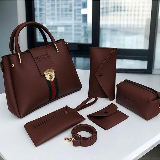 5 Pieces Handbag Set | Stylish Women’s Bags | Shoulder, Tote, Crossbody & Wallet Combo