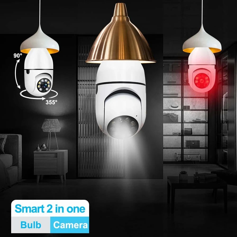 Speed-X Bulb Camera 1080p Wifi 360 Degree Panoramic Night Vision Two-Way Audio Motion Detection